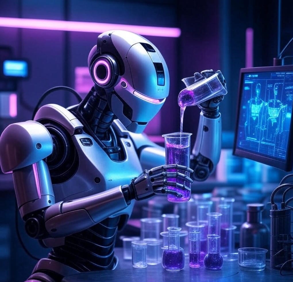 A futuristic humanoid robot showcased at the 2025 World Humanoid Robot Games in Beijing, performing a task in a high-tech arena with spectators in the background.